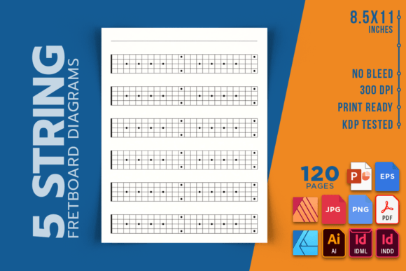 5 String Fretboard Diagrams 24-Fret KDP Interior