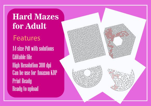 50 Mazes with Solutions for Adults: A Detailed Look at the Hard Maze Collection for Amazon KDP Publishing