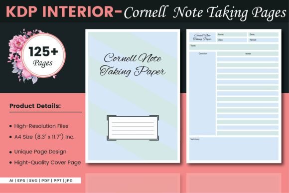 Cornell Note Taking Paper-KDP Interior: A Complete Guide for Self-Publishers and Educators