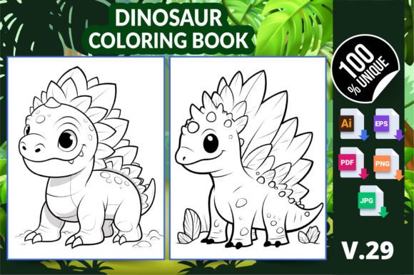 Dinosaur Coloring Book KDP Interior V29: A Versatile Digital Resource for Creators and Colorists