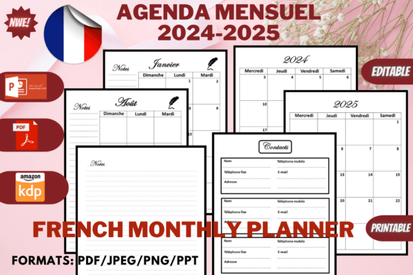 L'Agenda Mensuel 2024-2025 French Planner : Une Solution de Planification Flexible pour Deux Années