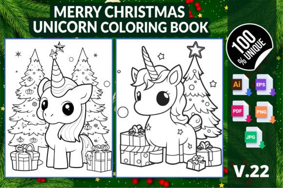 Merry Christmas Unicorn Coloring Book 22