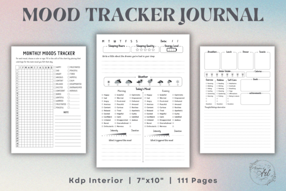 Mood Tracker Journal Interior for KDP