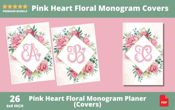 Pink Heart Floral Monogram Covers