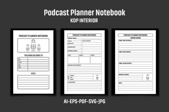Podcast Planner Notebook KDP Interior for Creators